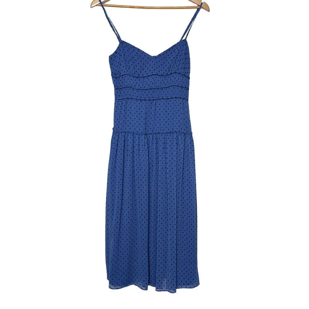 Talulah Dress Midi Tiered Polka Dot Blue Black Size Small